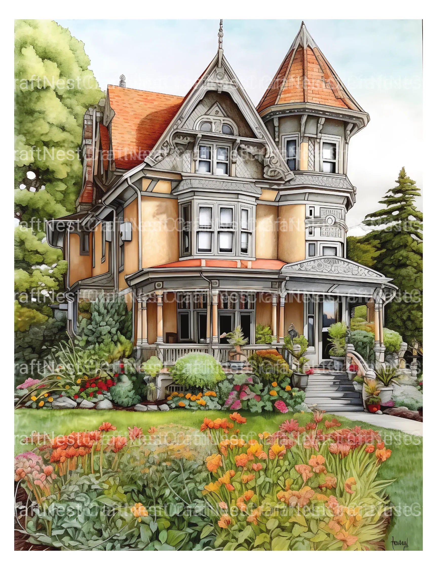 Victorian Style Houses Coloring Book - CraftNest - Digital Crafting and Art