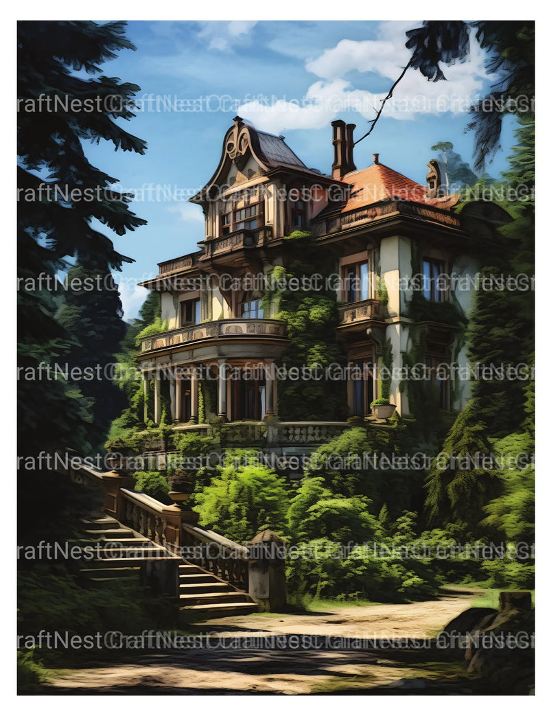 German Villas Coloring Book - CraftNest - Digital Crafting and Art