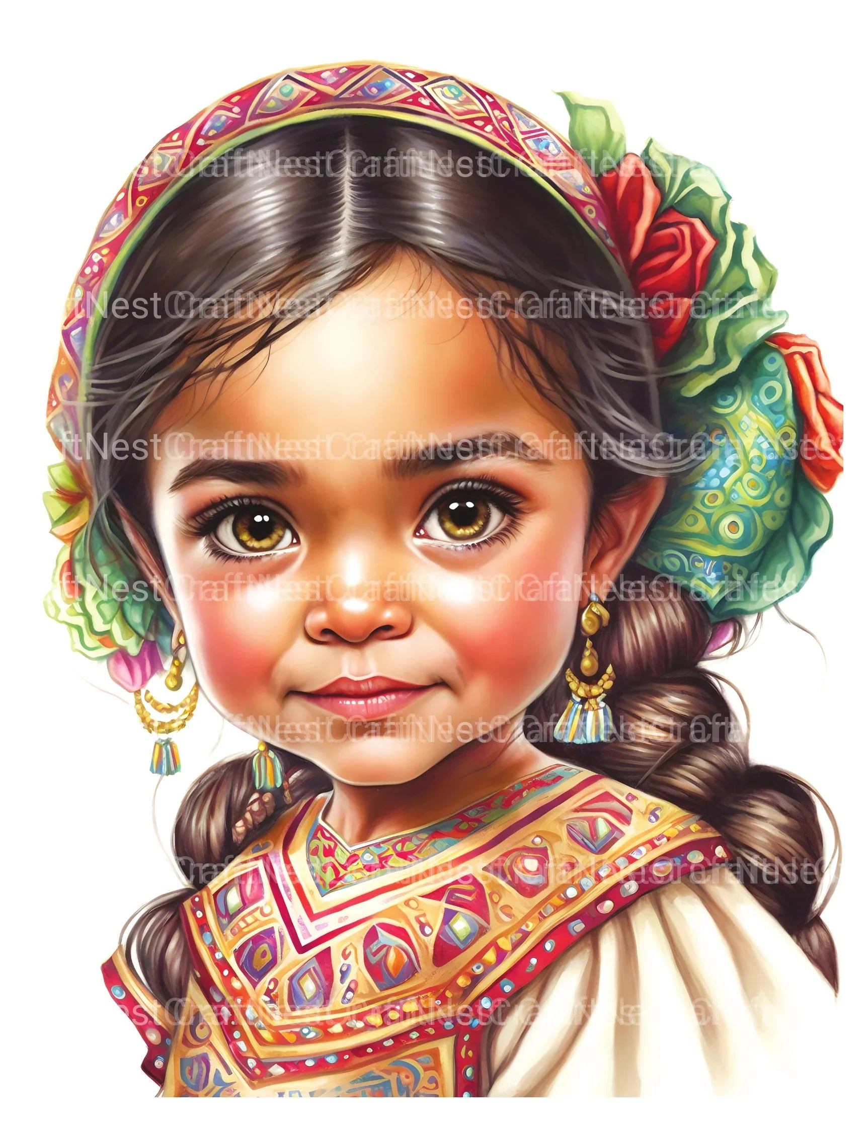 Cute Mexican Girl Coloring Book - CraftNest - Digital Crafting and Art