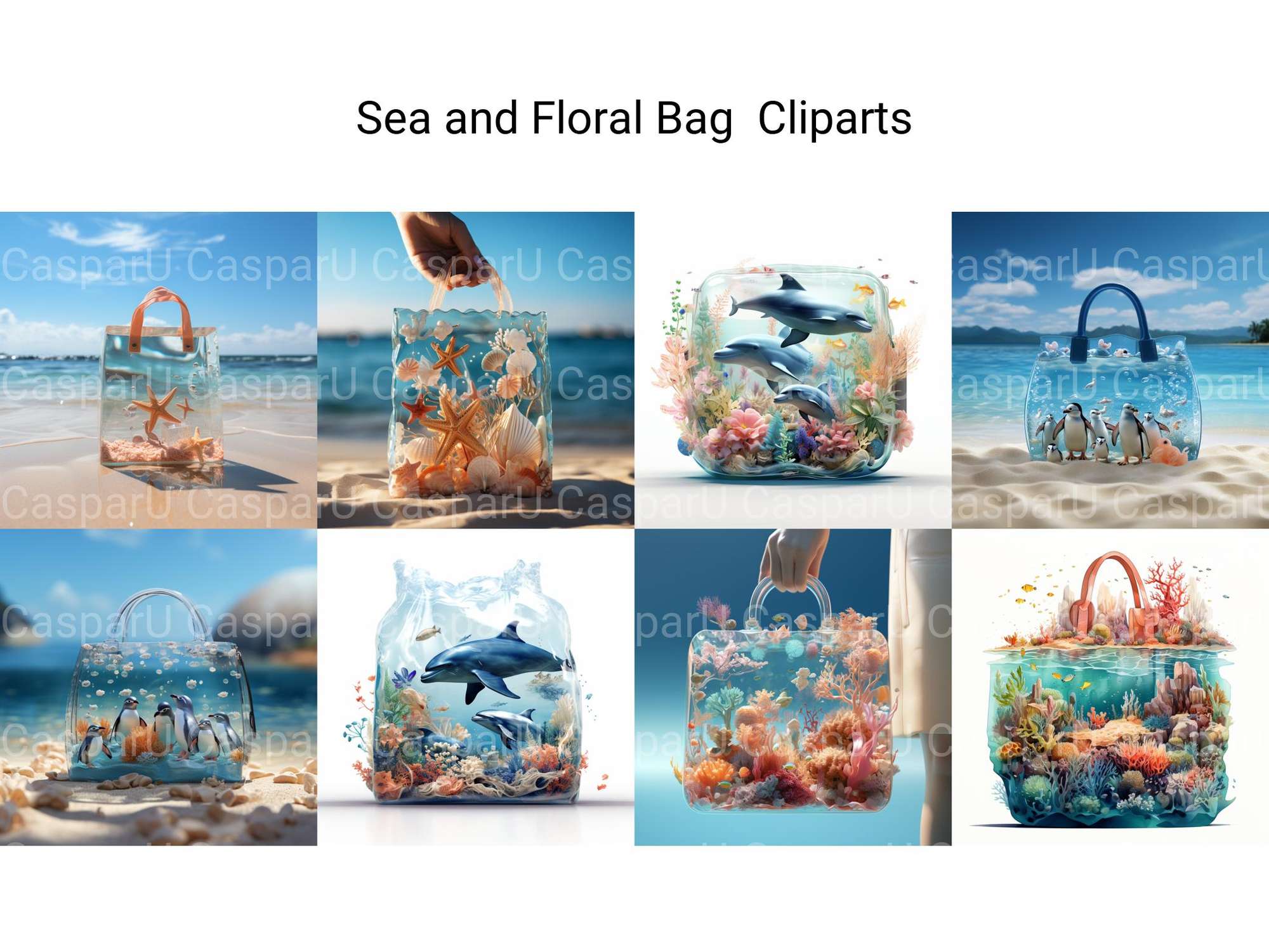 Sea And Floral Bag Clipart