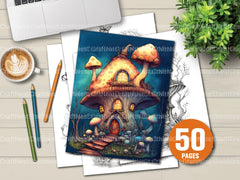Magical Mushroom House Coloring Book - CraftNest - Digital Crafting and Art