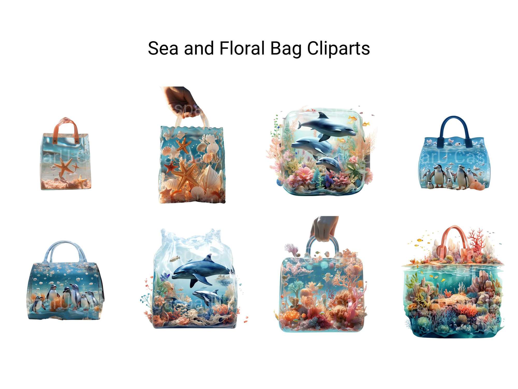 Sea and Floral Bag Clipart
