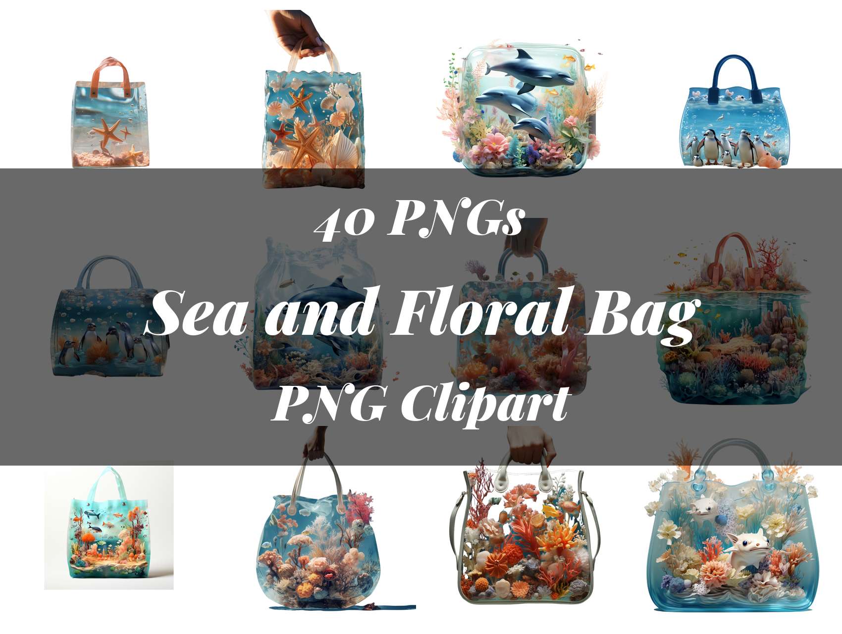 Sea and Floral Bag Clipart