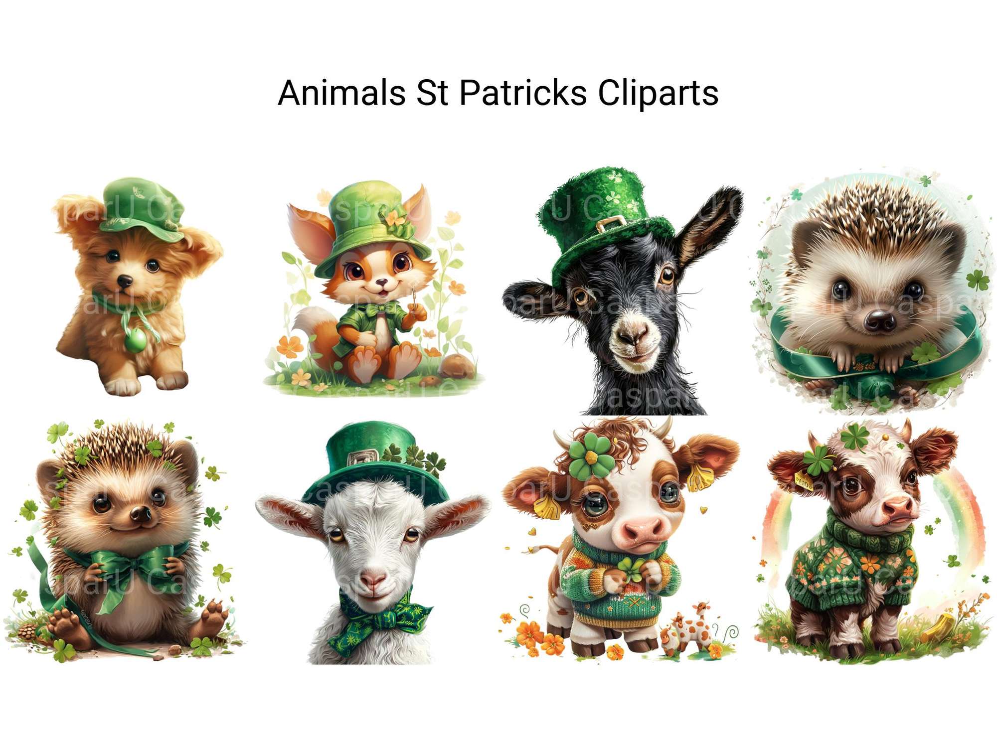 Woodland Farm Animals St Patricks Clipart