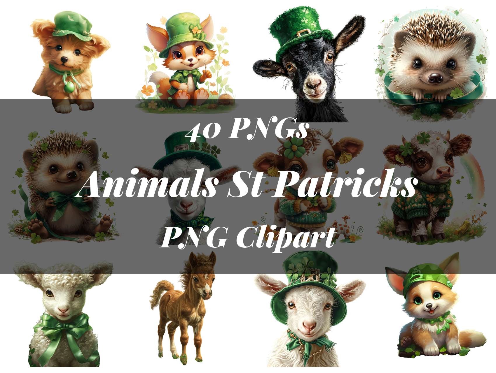 Woodland Farm Animals St Patricks Clipart