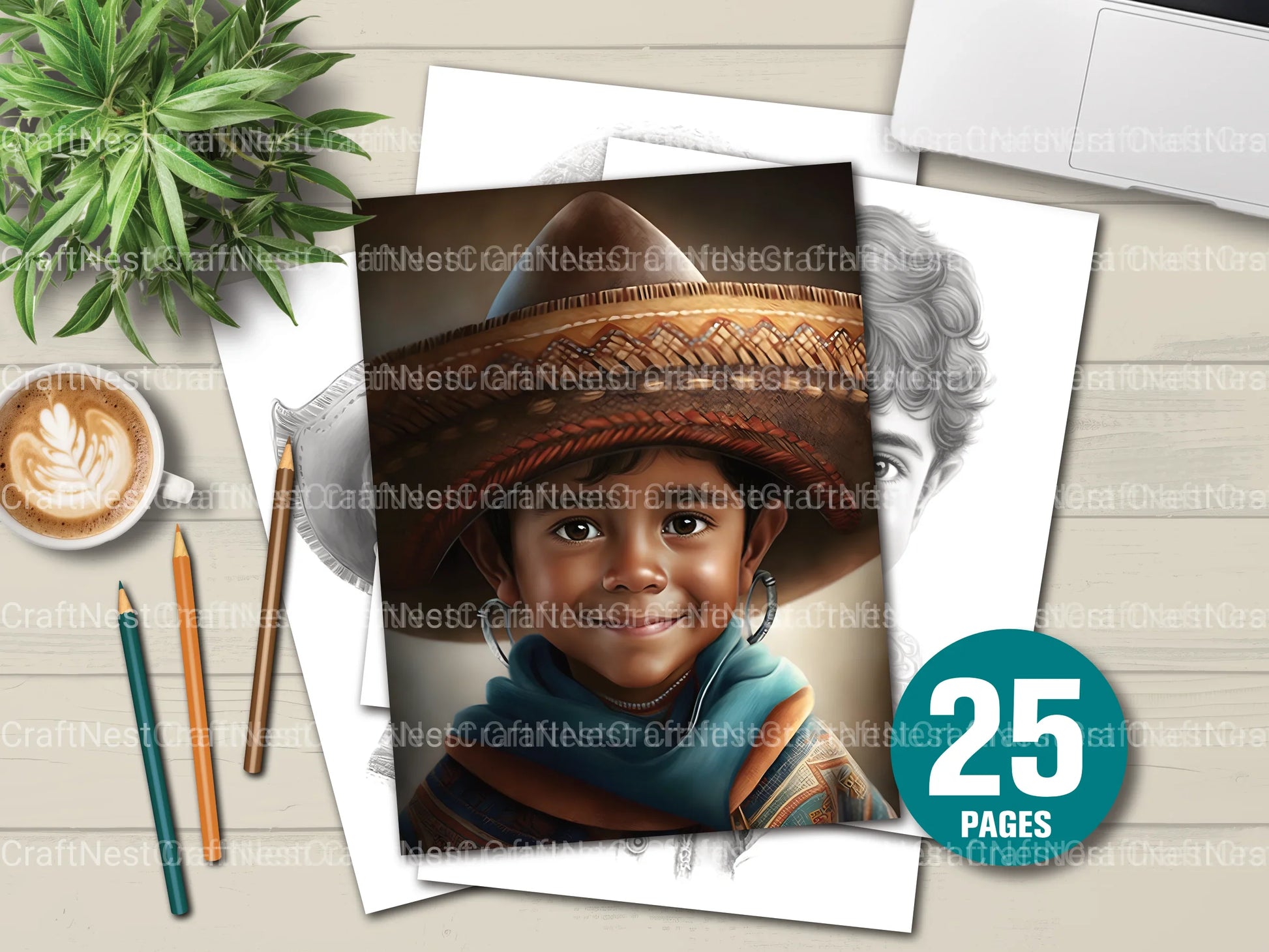 Cute Mexican Boy Coloring Book - CraftNest - Digital Crafting and Art