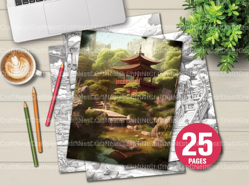 Japanese Garden Coloring Book - CraftNest - Digital Crafting and Art