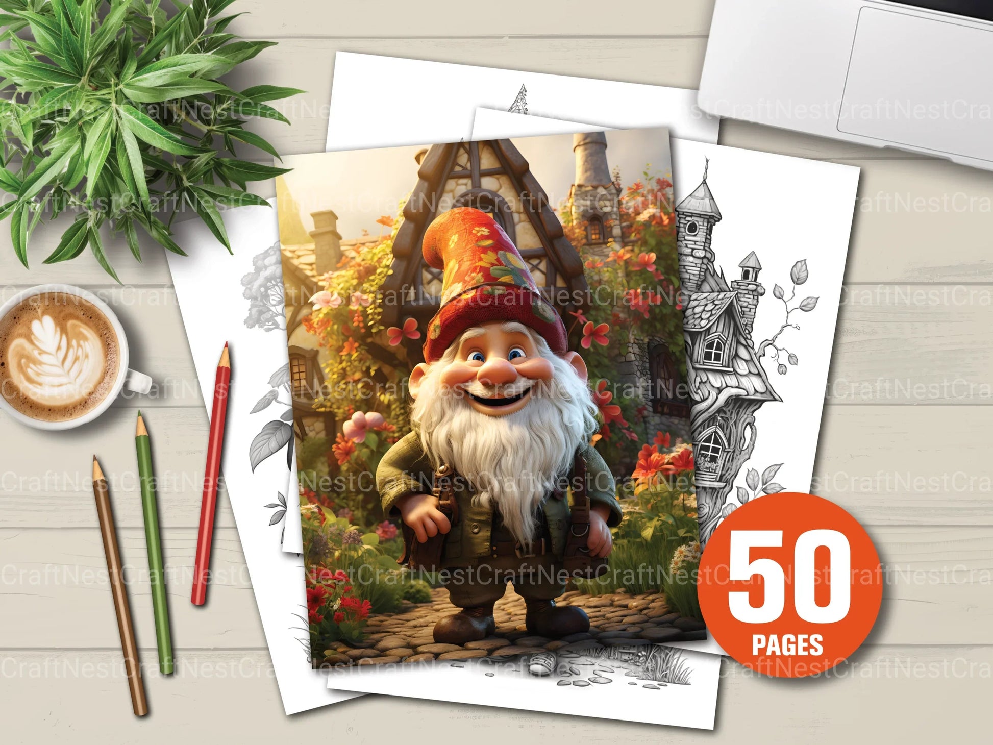 Gnome Coloring Book - CraftNest - Digital Crafting and Art