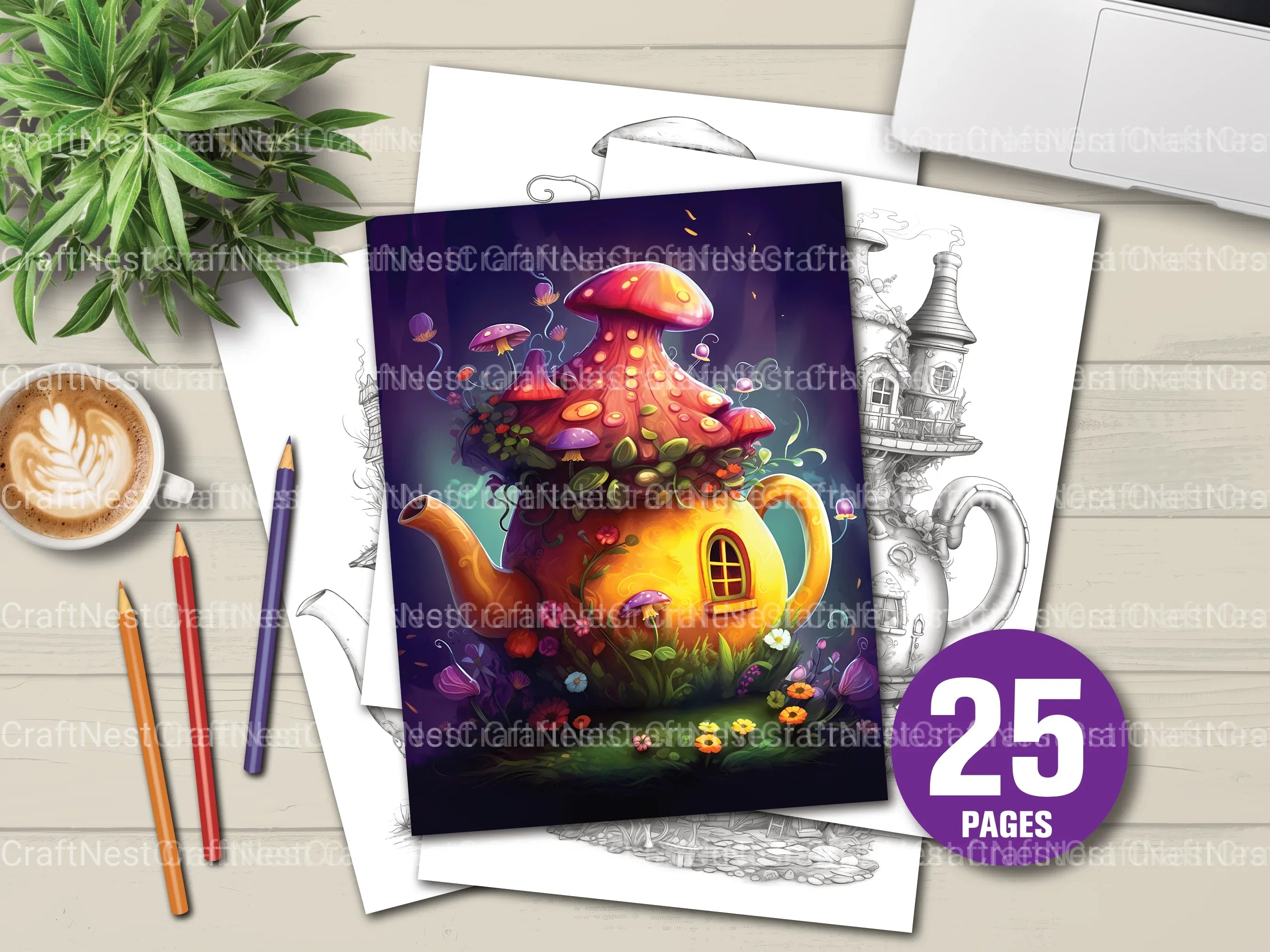 Teapot Fairy House Coloring Book