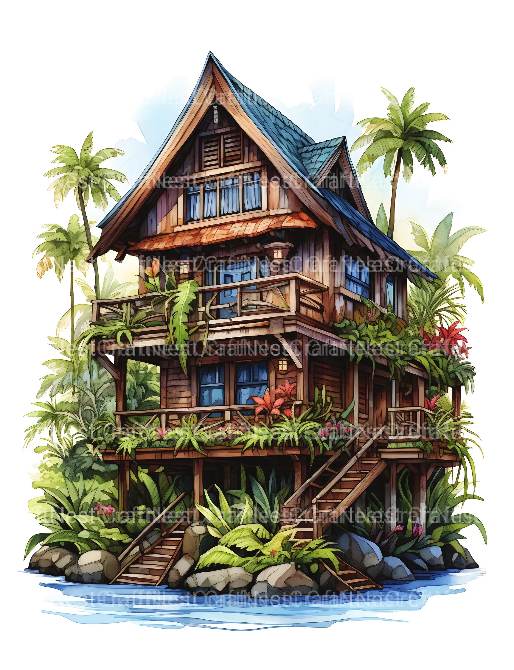 Hawaiian Tiny House Coloring Book - CraftNest - Digital Crafting and Art