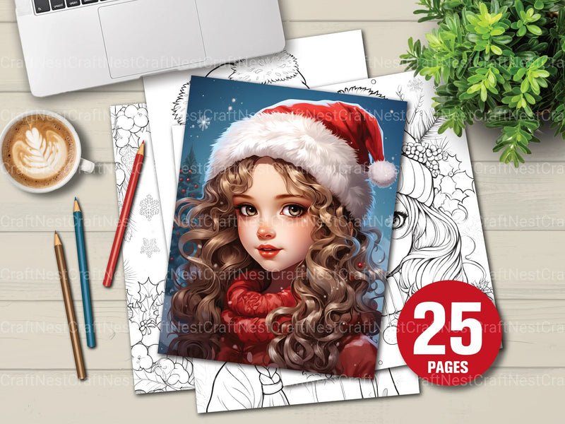 Christmas Girls Coloring Book - CraftNest - Digital Crafting and Art