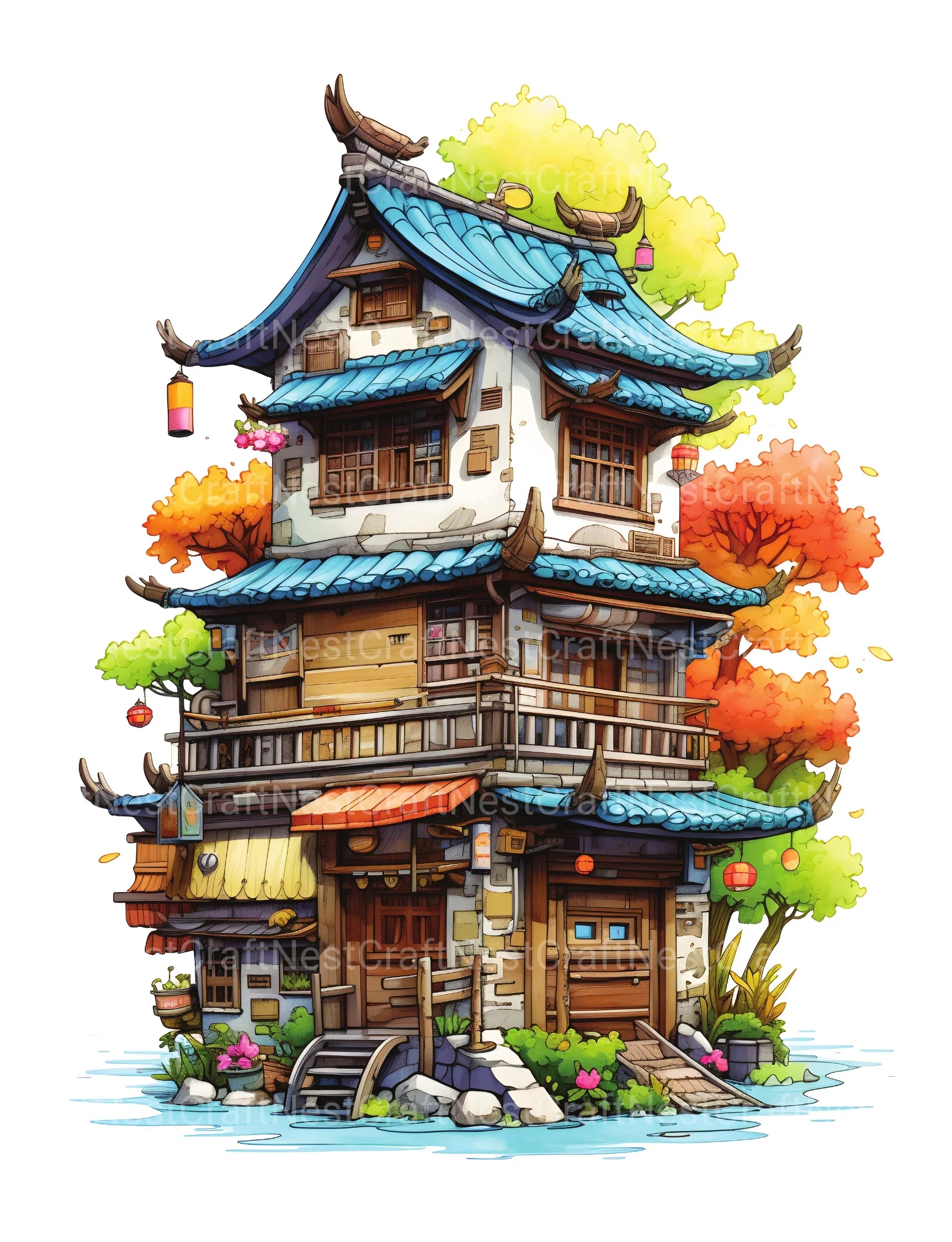 Japanese Tiny House Coloring Book - CraftNest - Digital Crafting and Art