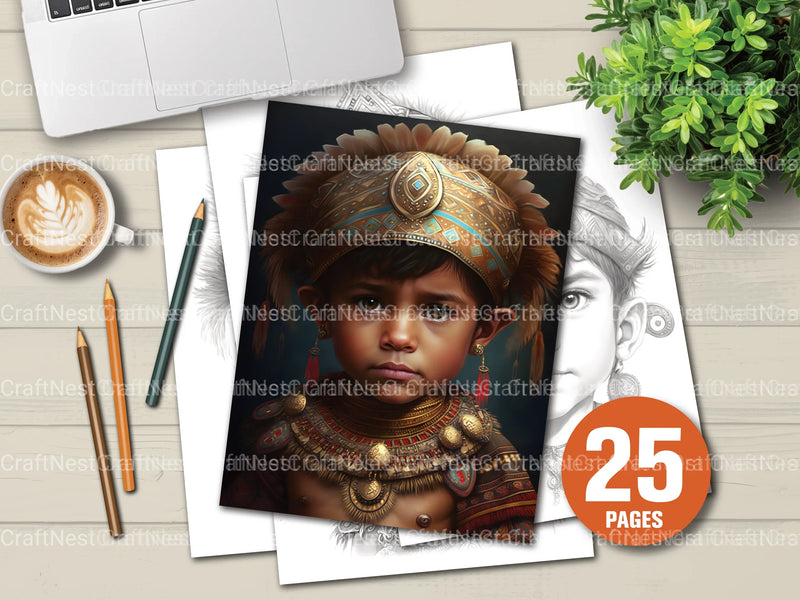 Inca Girl Coloring Book - CraftNest - Digital Crafting and Art