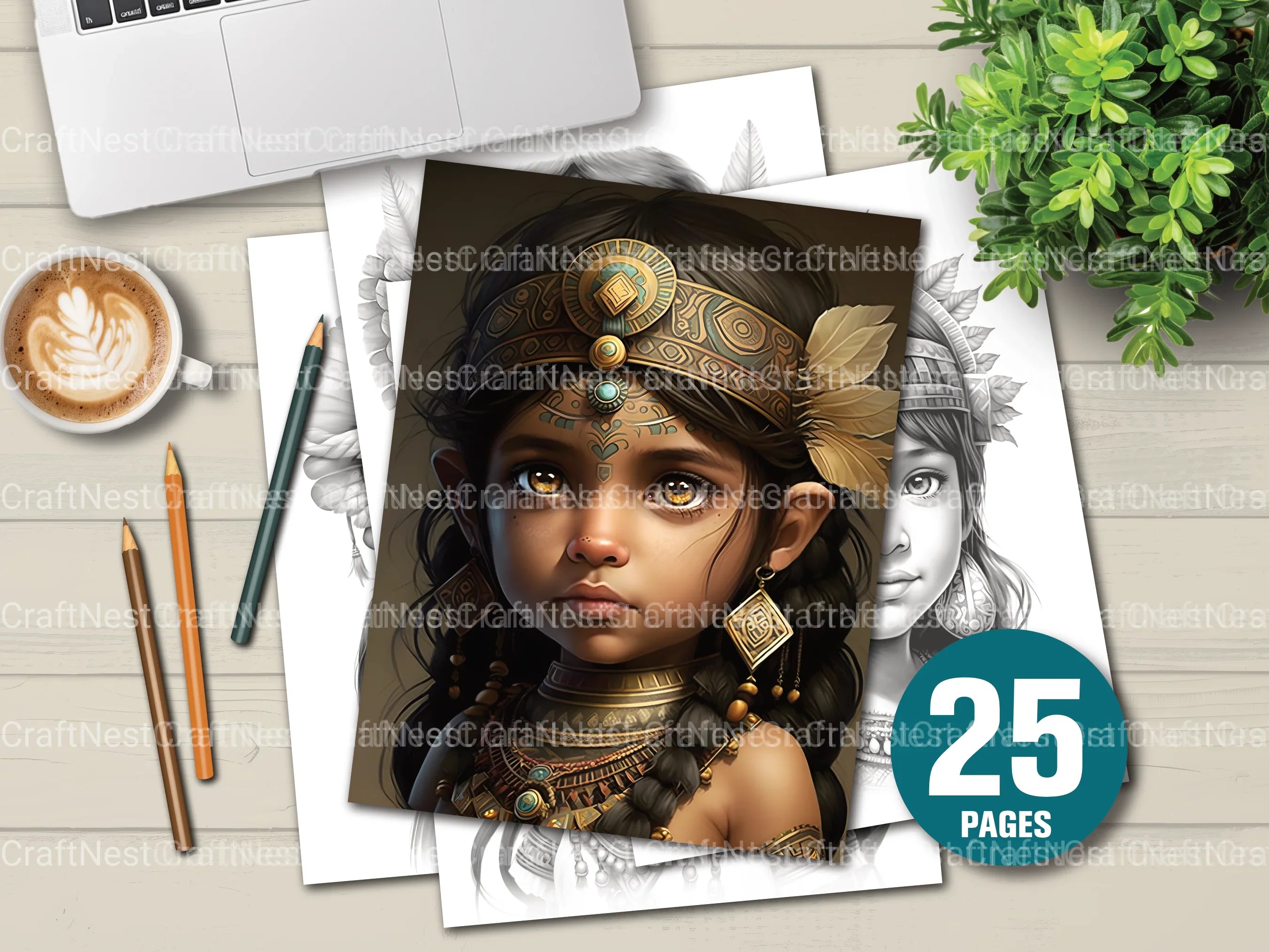 Aztec Boy Coloring Book - CraftNest - Digital Crafting and Art