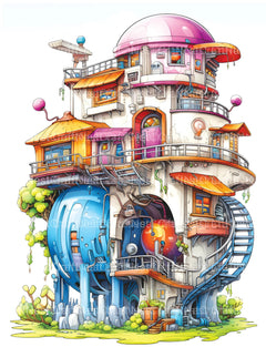 Futuristic Tiny House Coloring Book - CraftNest - Digital Crafting and Art