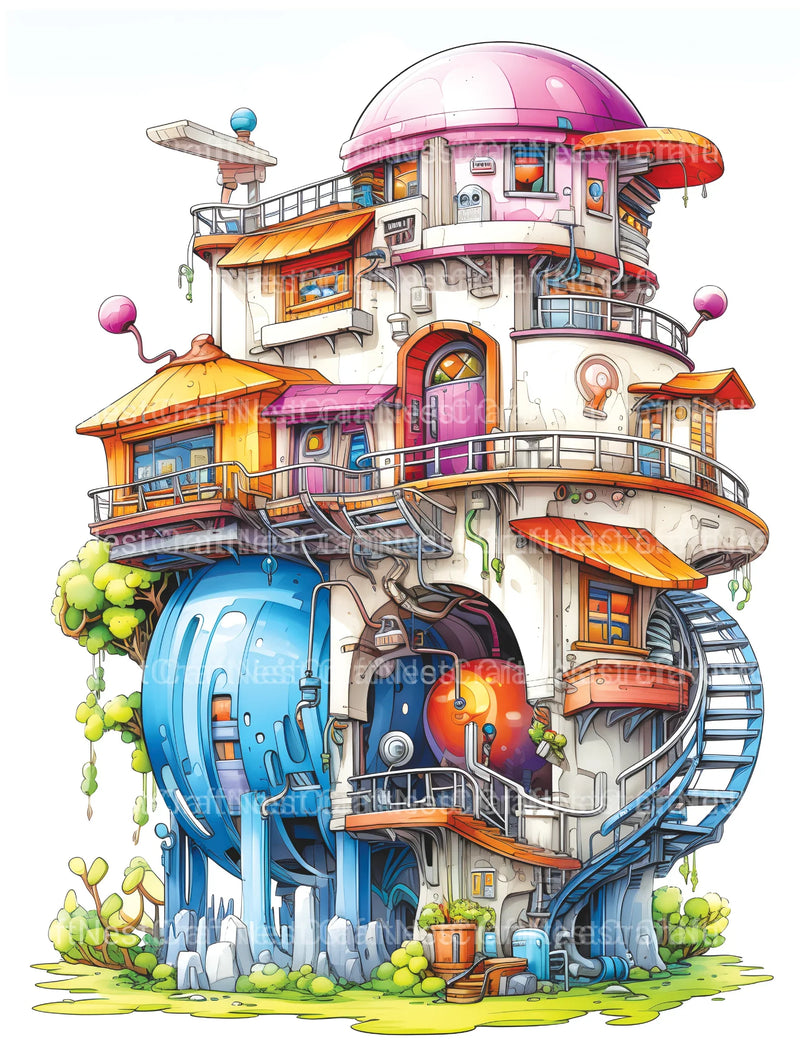 Futuristic Tiny House Coloring Book - CraftNest - Digital Crafting and Art