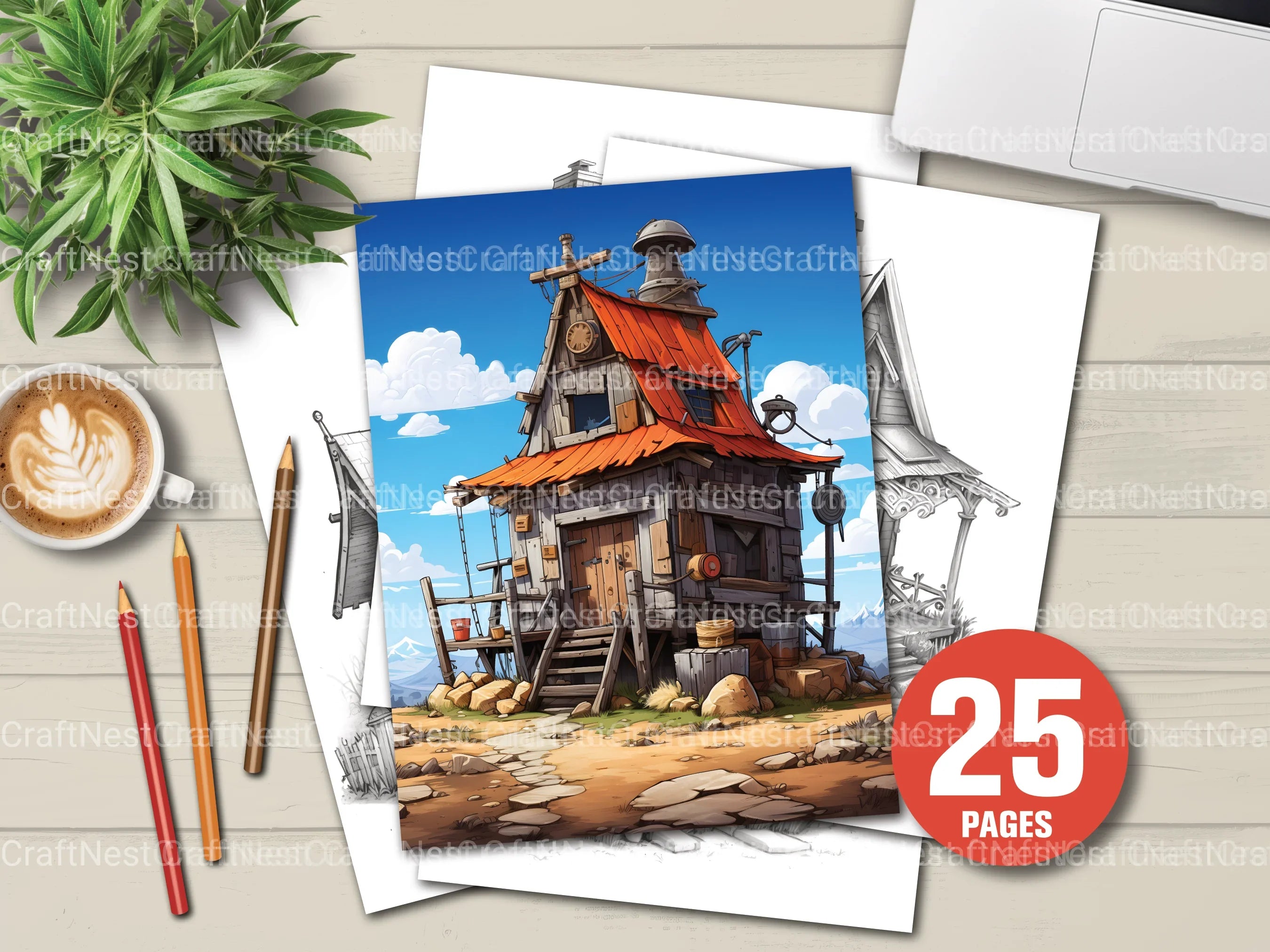 Ranch Tiny House Coloring Book - CraftNest - Digital Crafting and Art