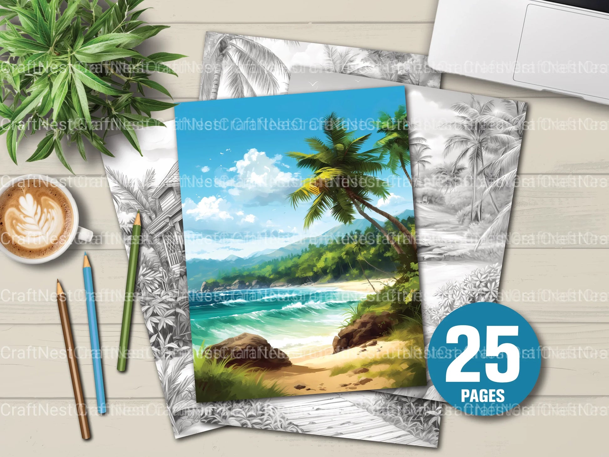 Tropical Beach Coloring Book - CraftNest - Digital Crafting and Art