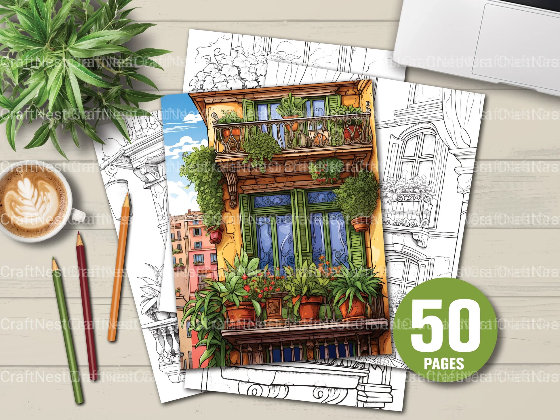 Mediterranean Windows Coloring Book - CraftNest - Digital Crafting and Art