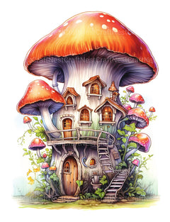 Mushroom House Coloring Book - CraftNest - Digital Crafting and Art