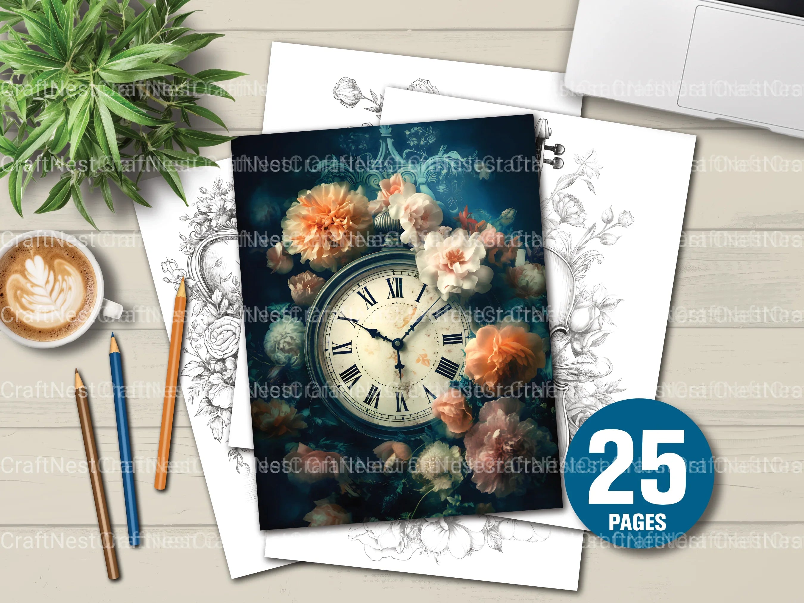 Vintage Flower Object Coloring Book - CraftNest - Digital Crafting and Art