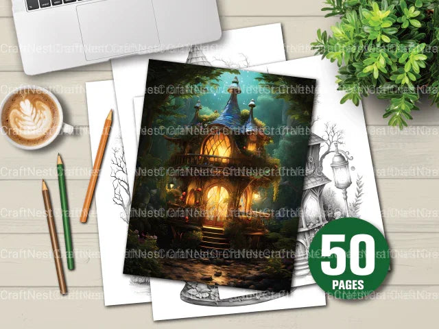 Lantern Fairy House Coloring Book