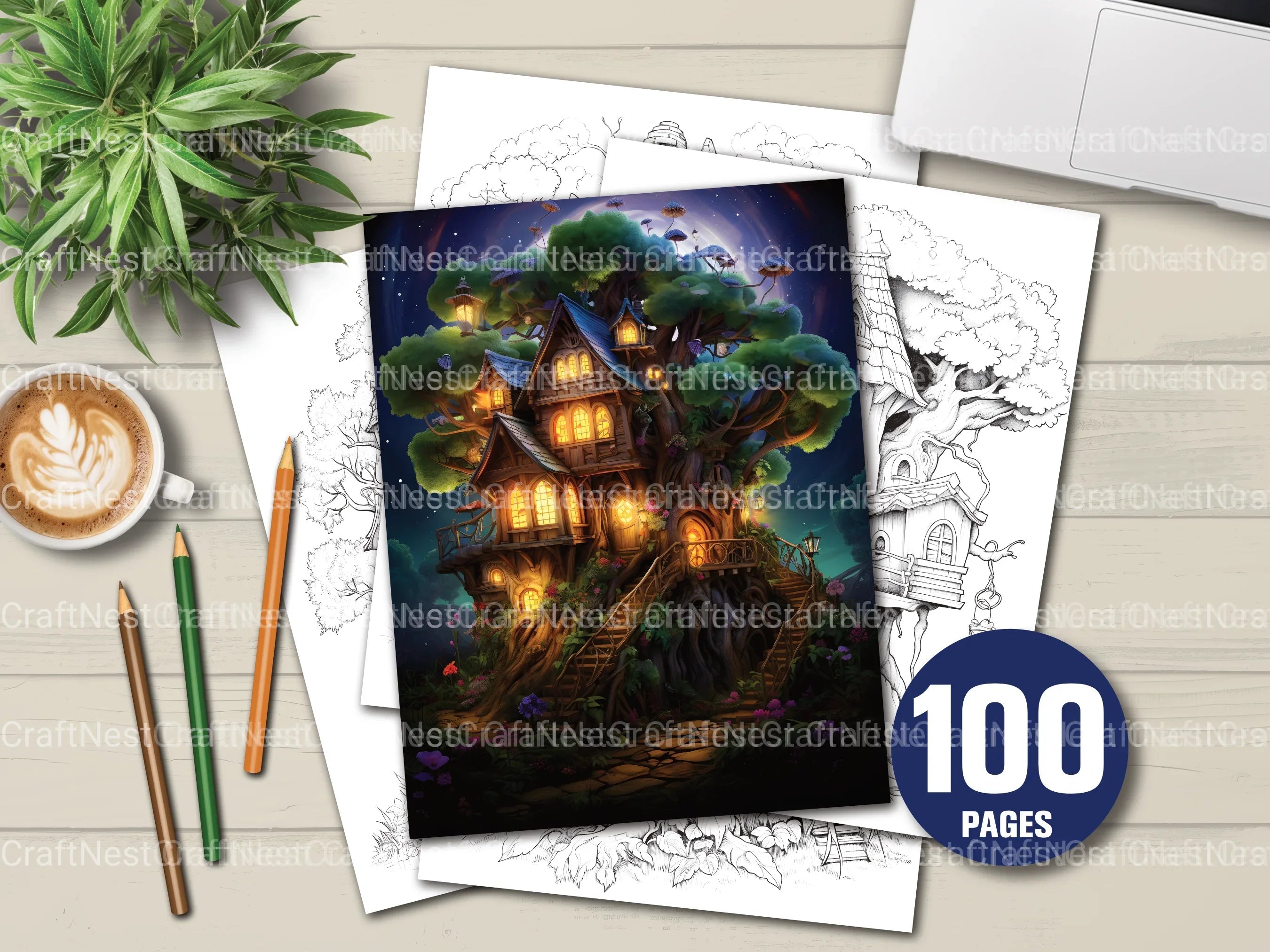 Treehouse Coloring Book - CraftNest - Digital Crafting and Art