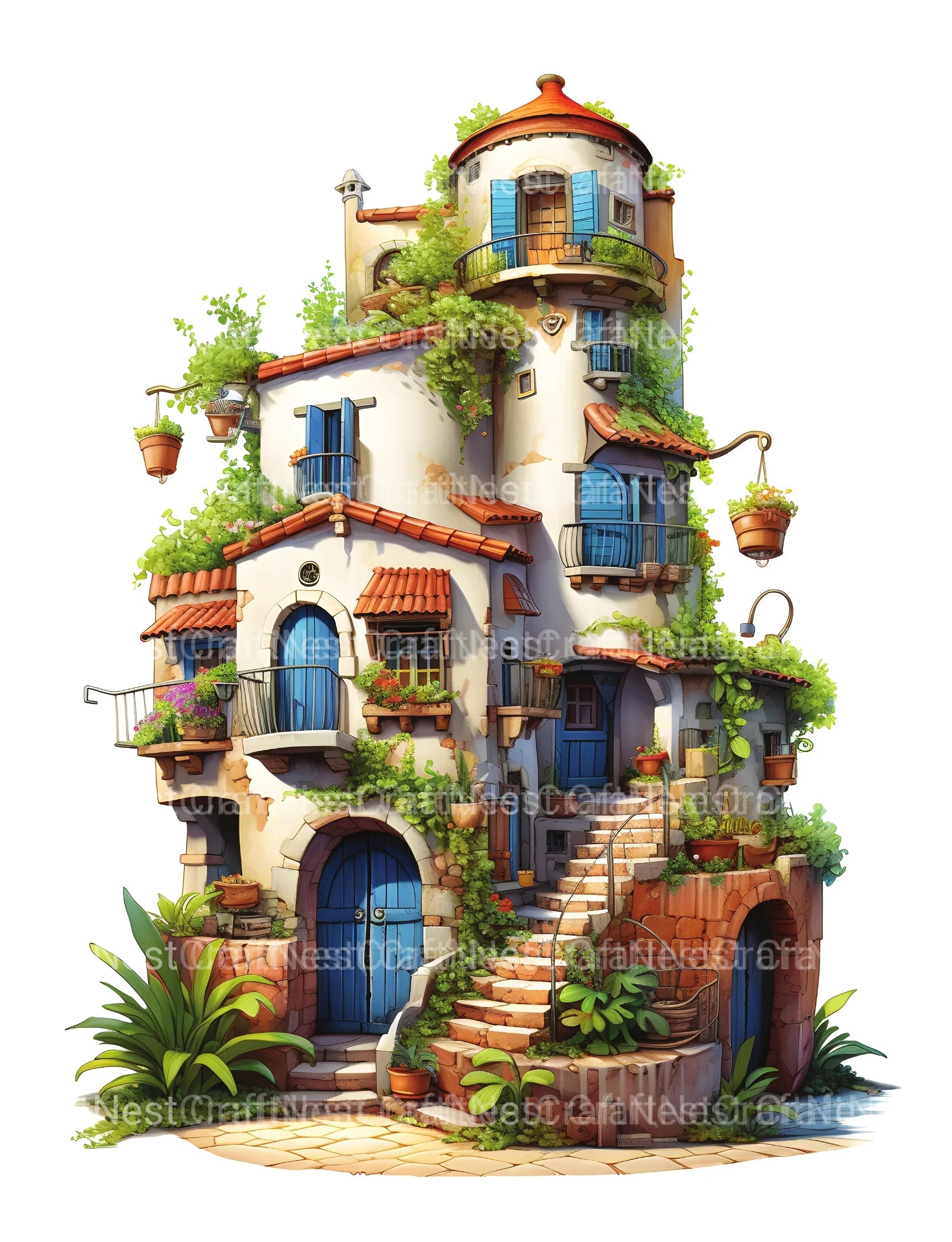 Mediterranean Tiny House Coloring Book - CraftNest - Digital Crafting and Art