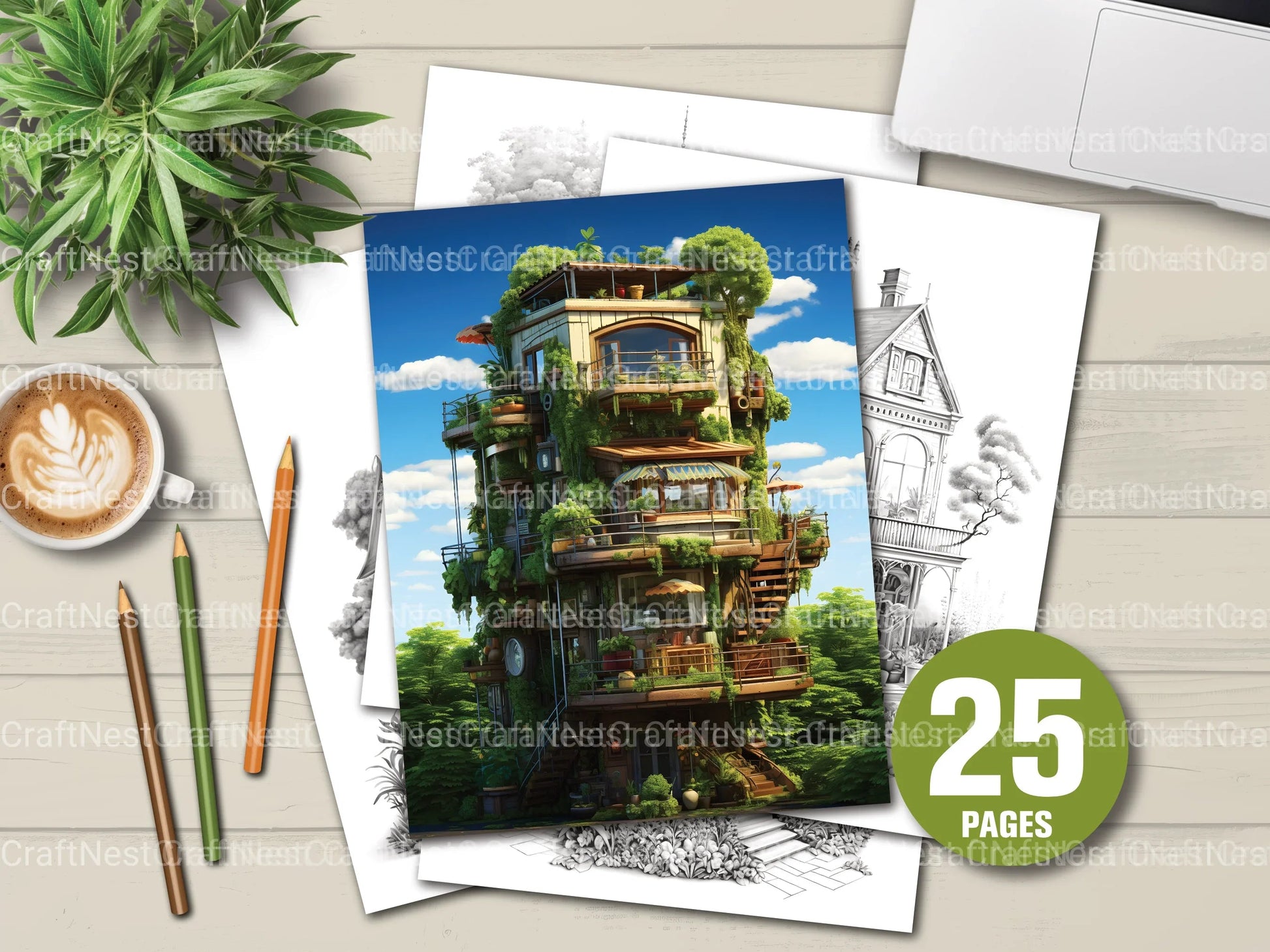 Intricate Garden Houses Coloring Book - CraftNest - Digital Crafting and Art