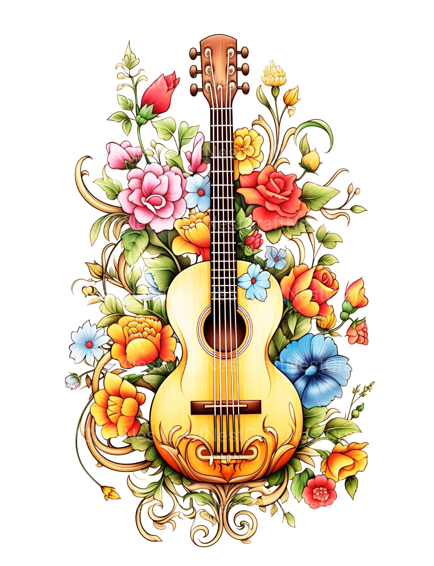 Flower Instrument Coloring Book - CraftNest - Digital Crafting and Art