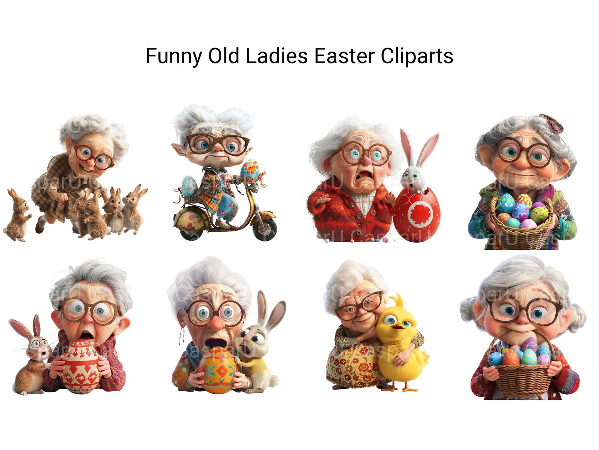 Funny Old Ladies Easter Clipart