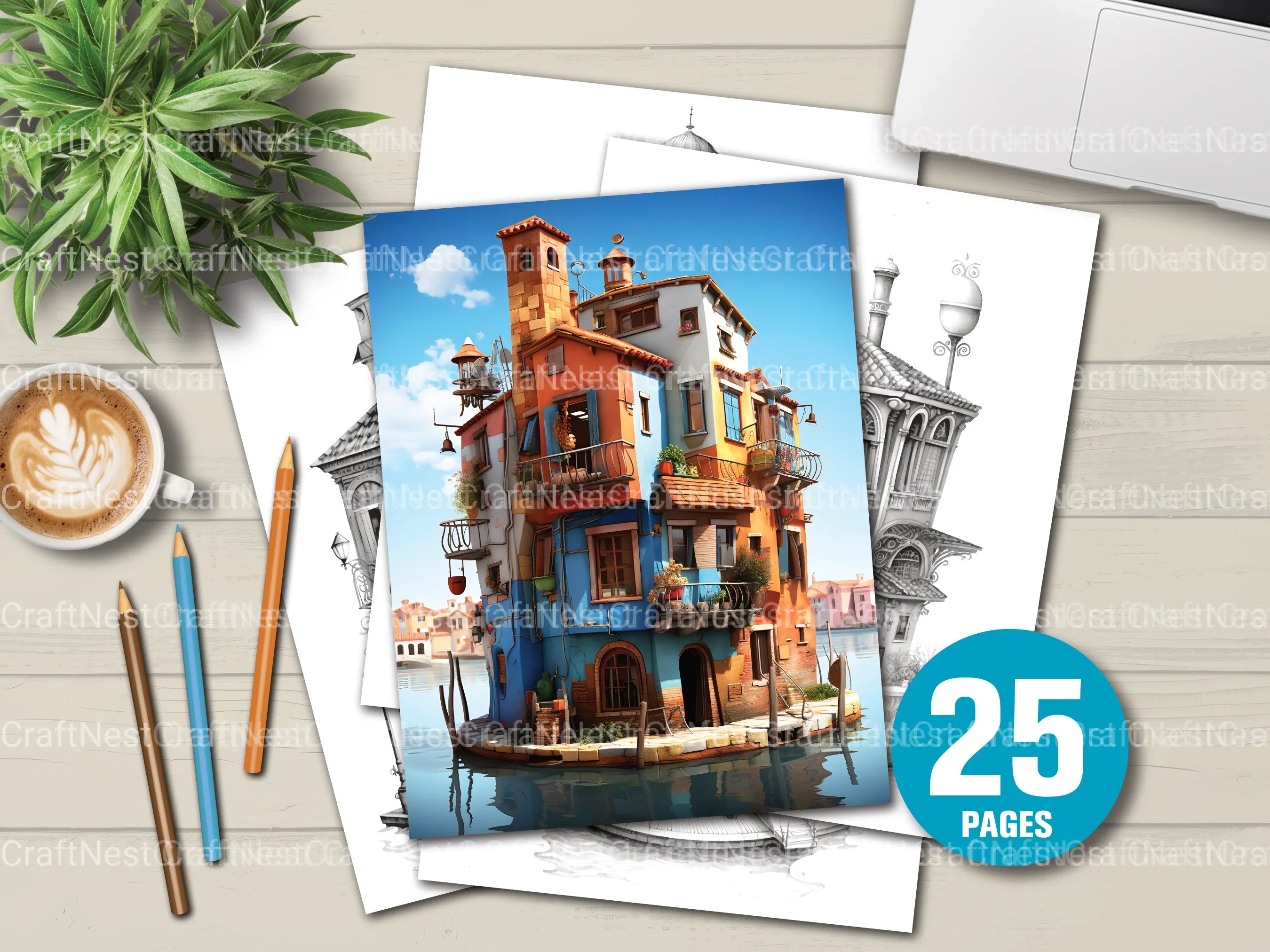 Venetian Tiny House Coloring Book - CraftNest - Digital Crafting and Art