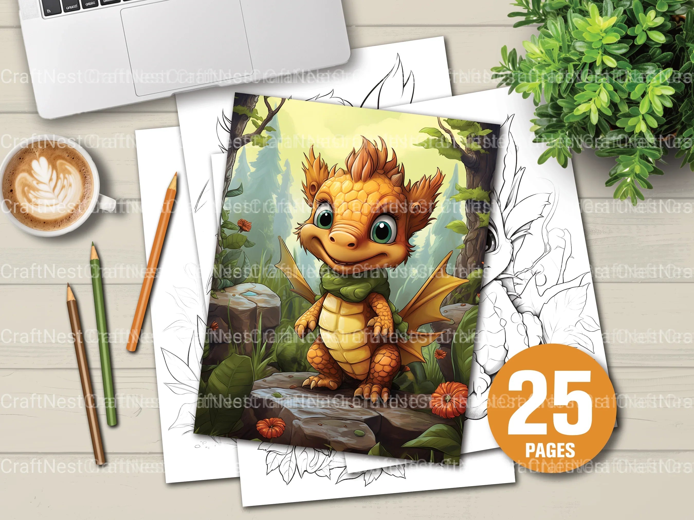 Baby Dragon Coloring Book - CraftNest - Digital Crafting and Art