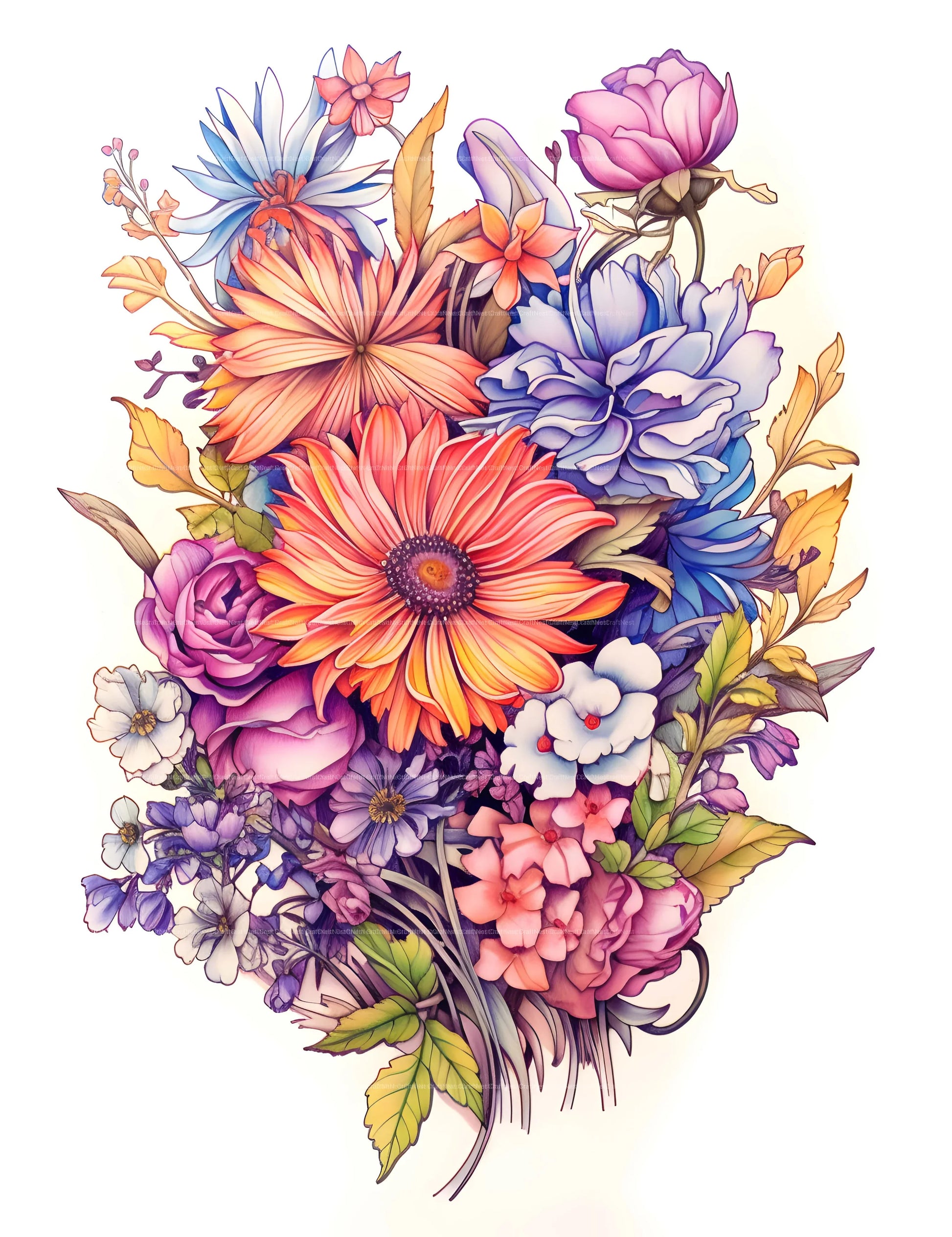 Flower Coloring Book 3 - CraftNest - Digital Crafting and Art