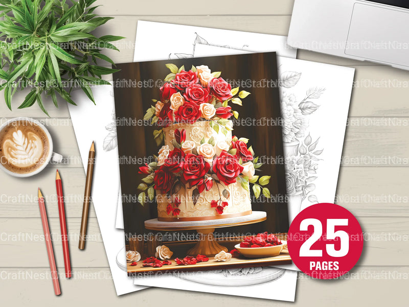 Floral Wedding Cake Coloring Book - CraftNest - Digital Crafting and Art