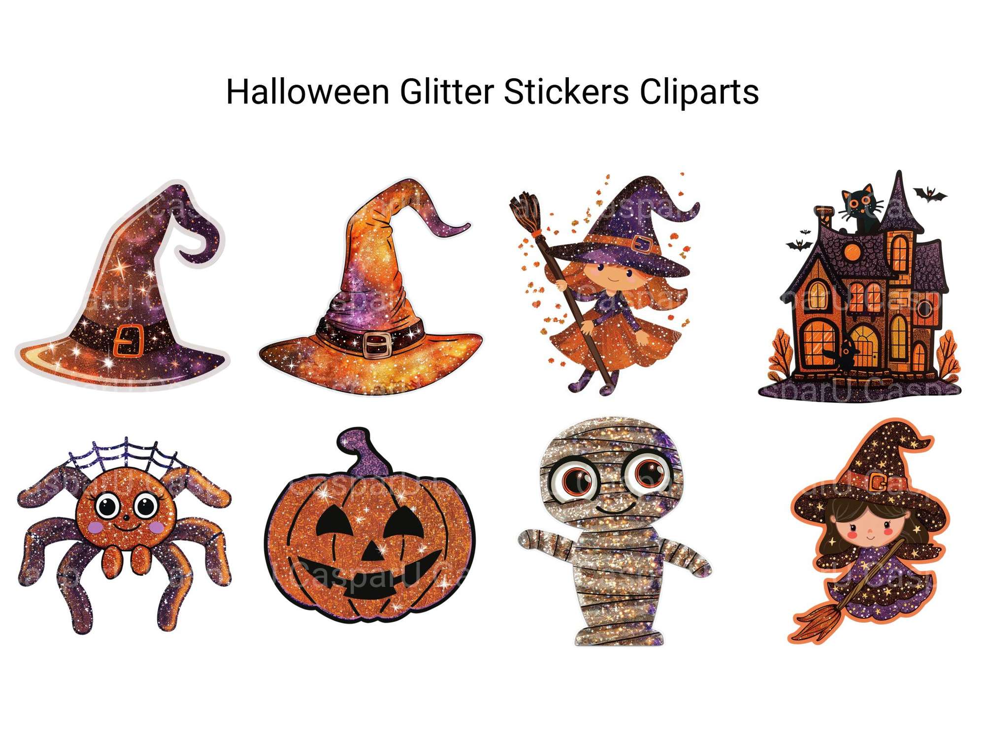 Halloween Glitter Stickers Clipart