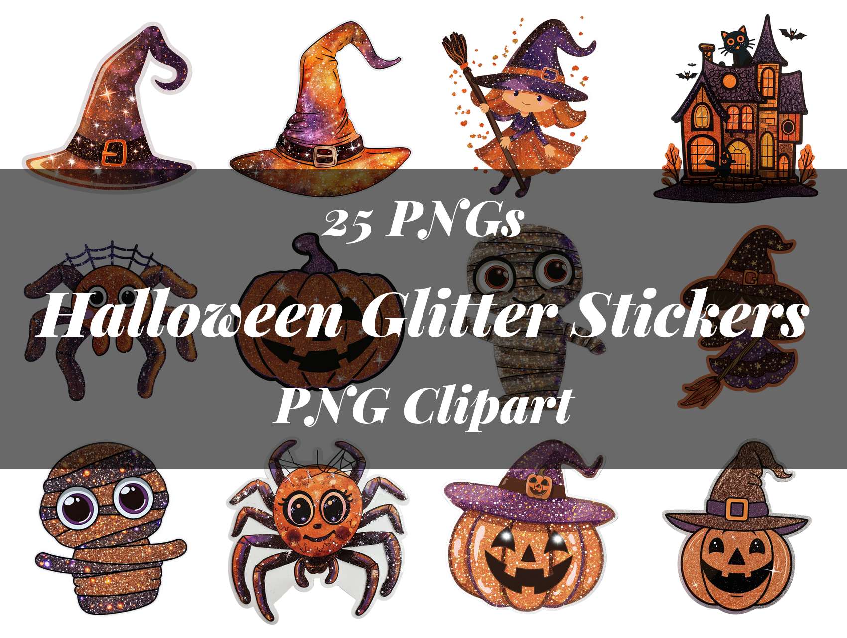 Halloween Glitter Stickers Clipart