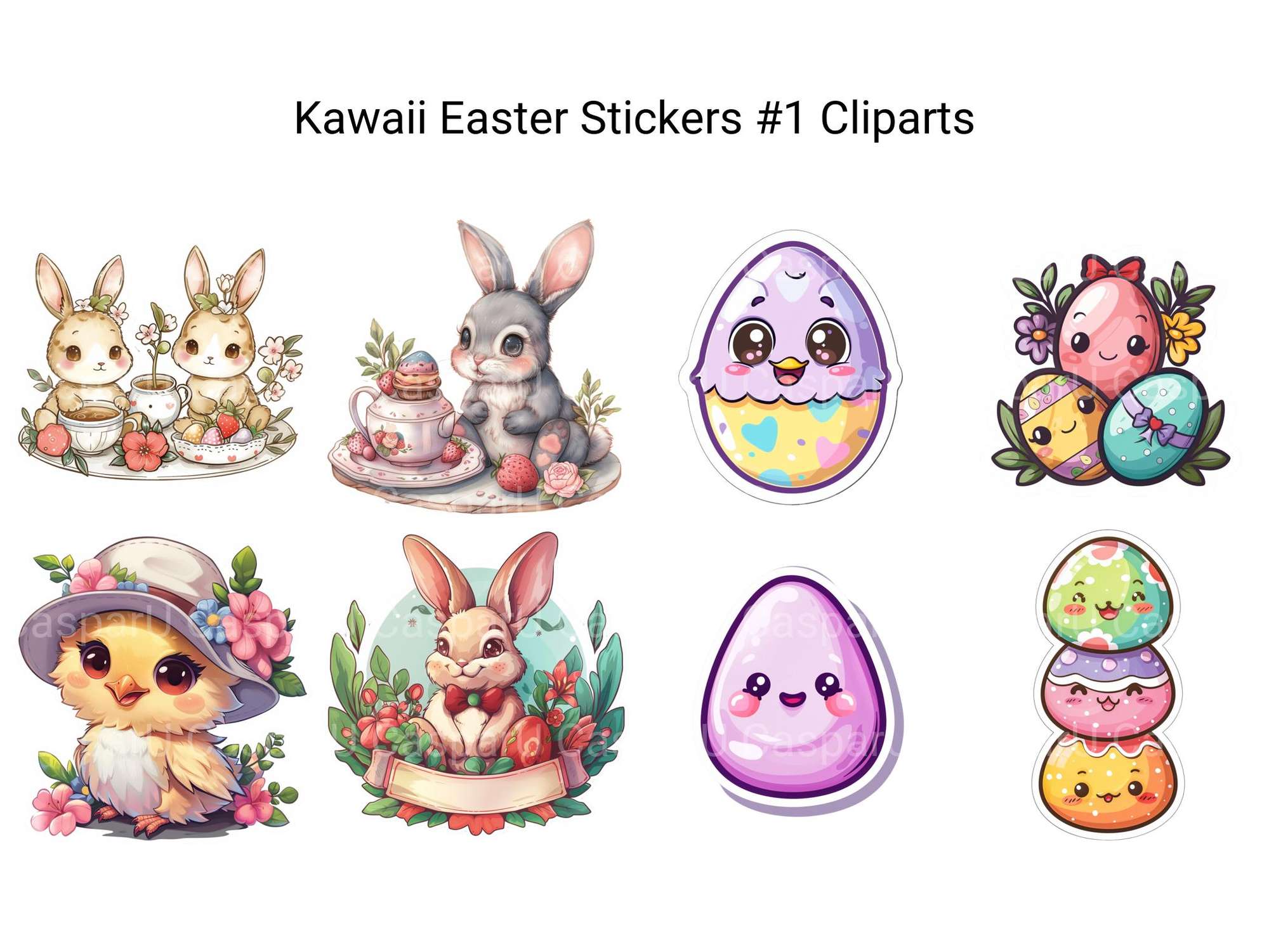 Kawaii Easter Stickers #1 Clipart