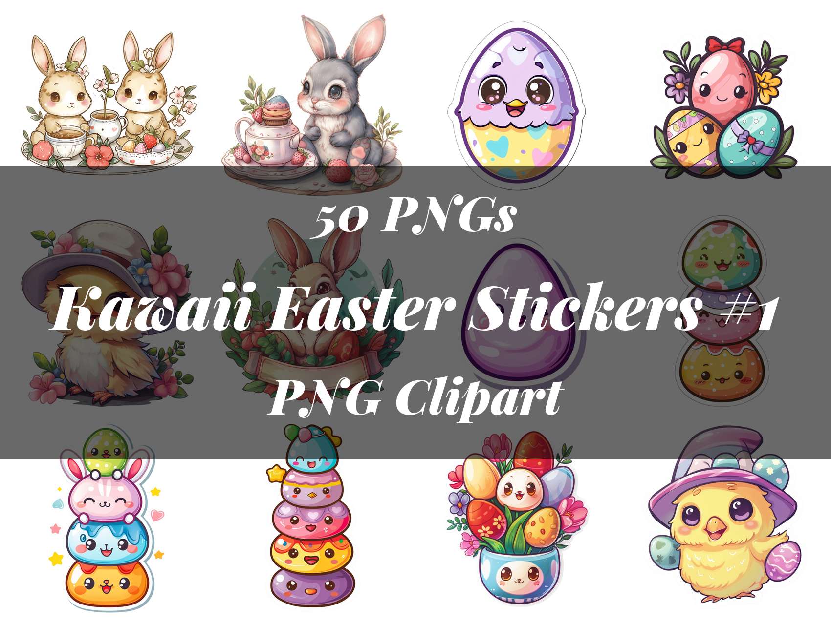 Kawaii Easter Stickers #1 Clipart