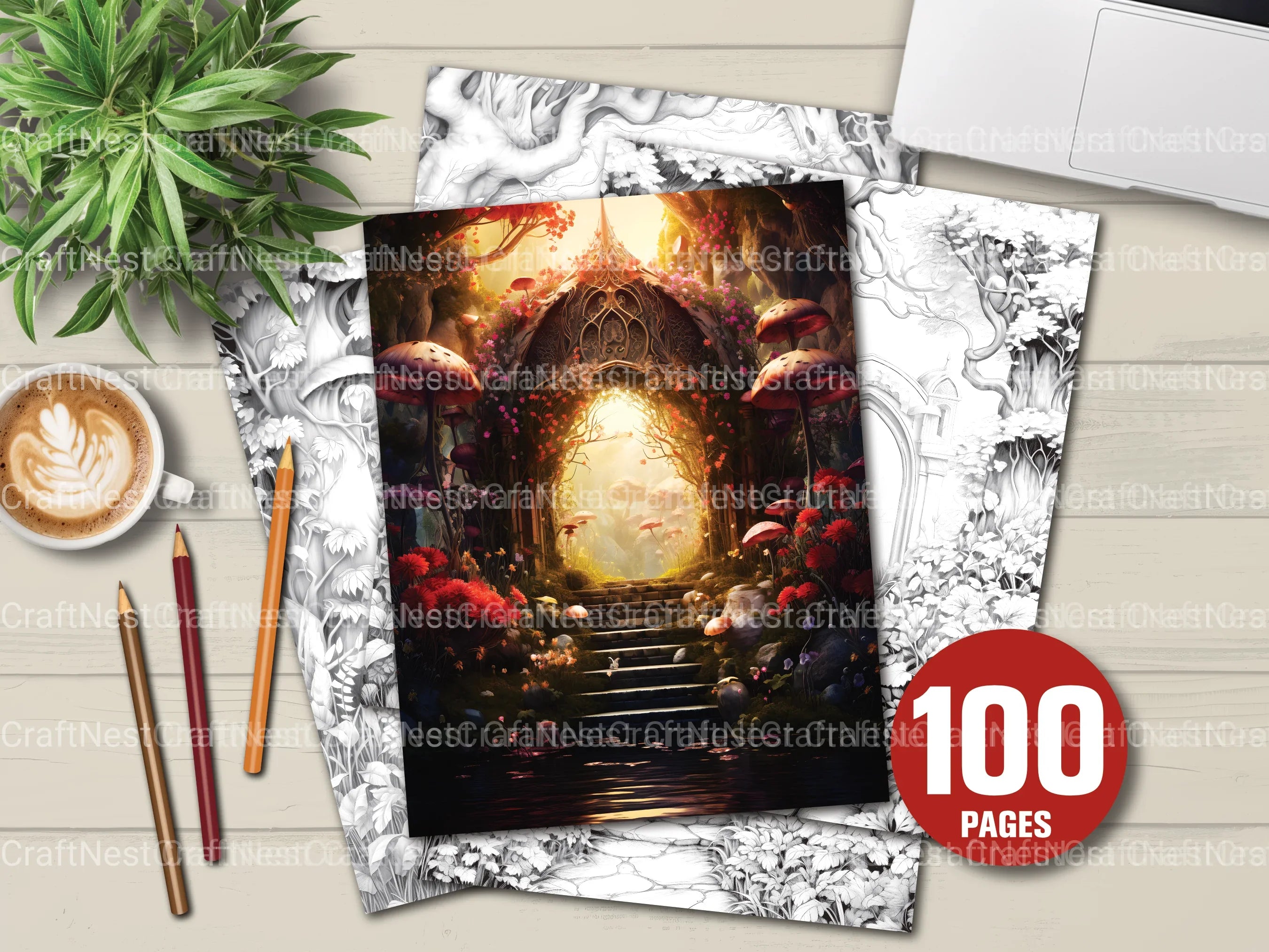 Forest Gate Coloring Book - CraftNest - Digital Crafting and Art