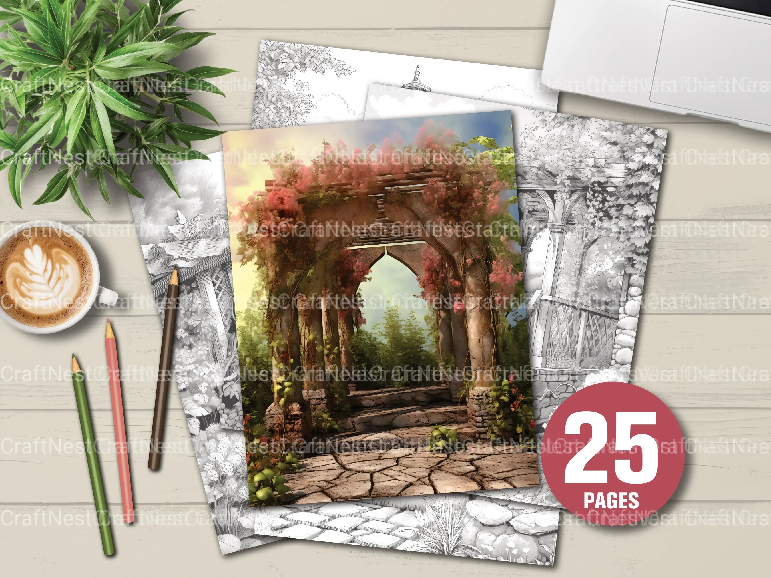 Garden Arbor Coloring Book - CraftNest - Digital Crafting and Art