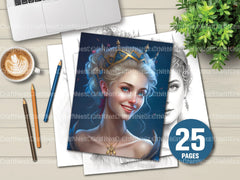 Venetian Mask Girl Coloring Book - CraftNest - Digital Crafting and Art