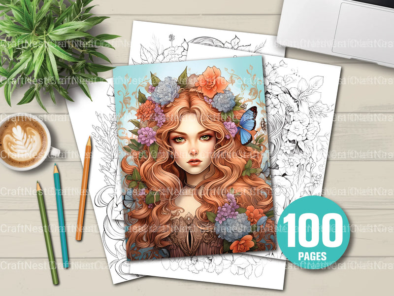 Flower Woman Coloring Book - CraftNest - Digital Crafting and Art