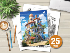 Mediterranean Tiny House Coloring Book - CraftNest - Digital Crafting and Art