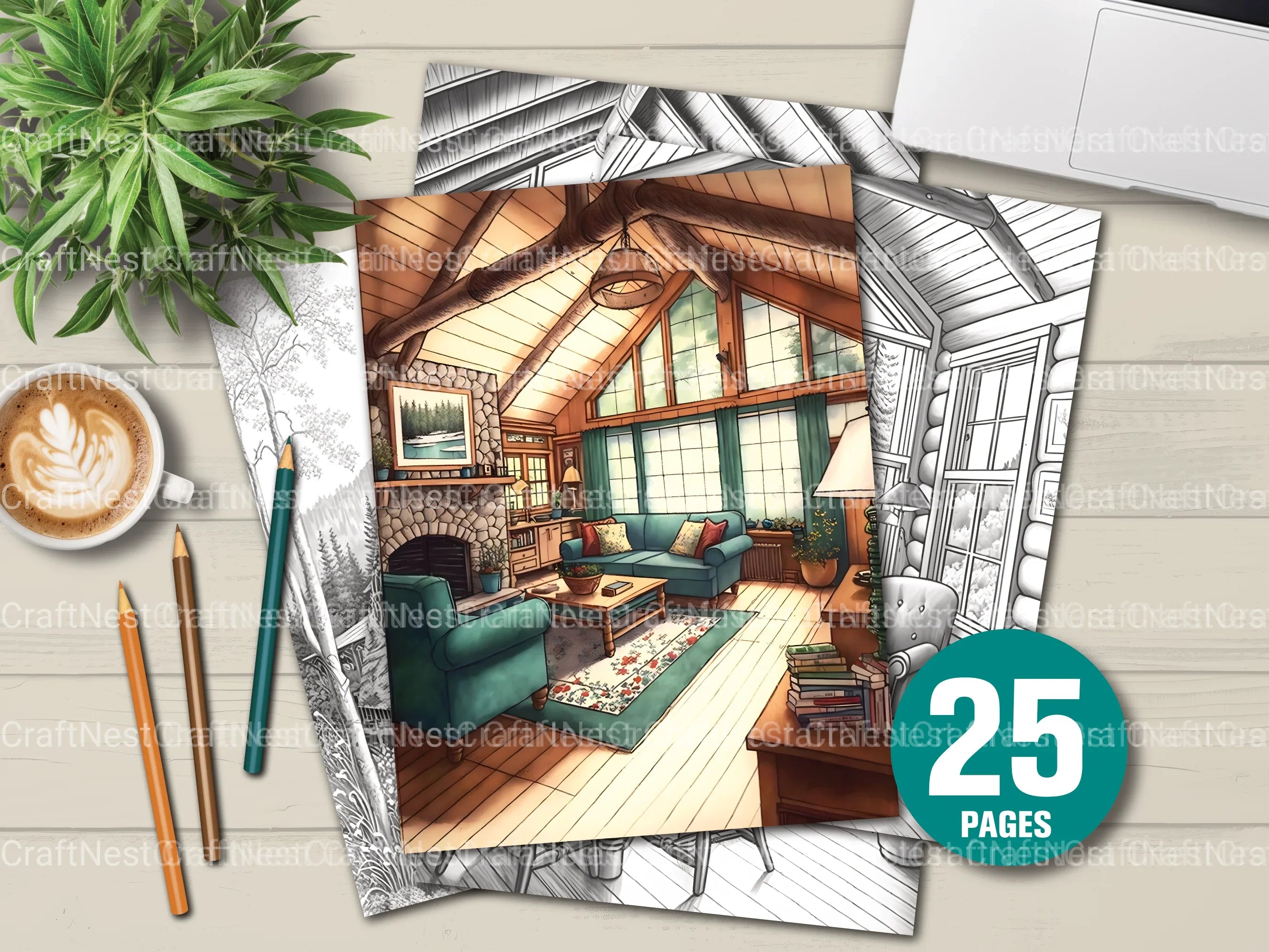 Cozy Cabins Coloring Book - CraftNest - Digital Crafting and Art