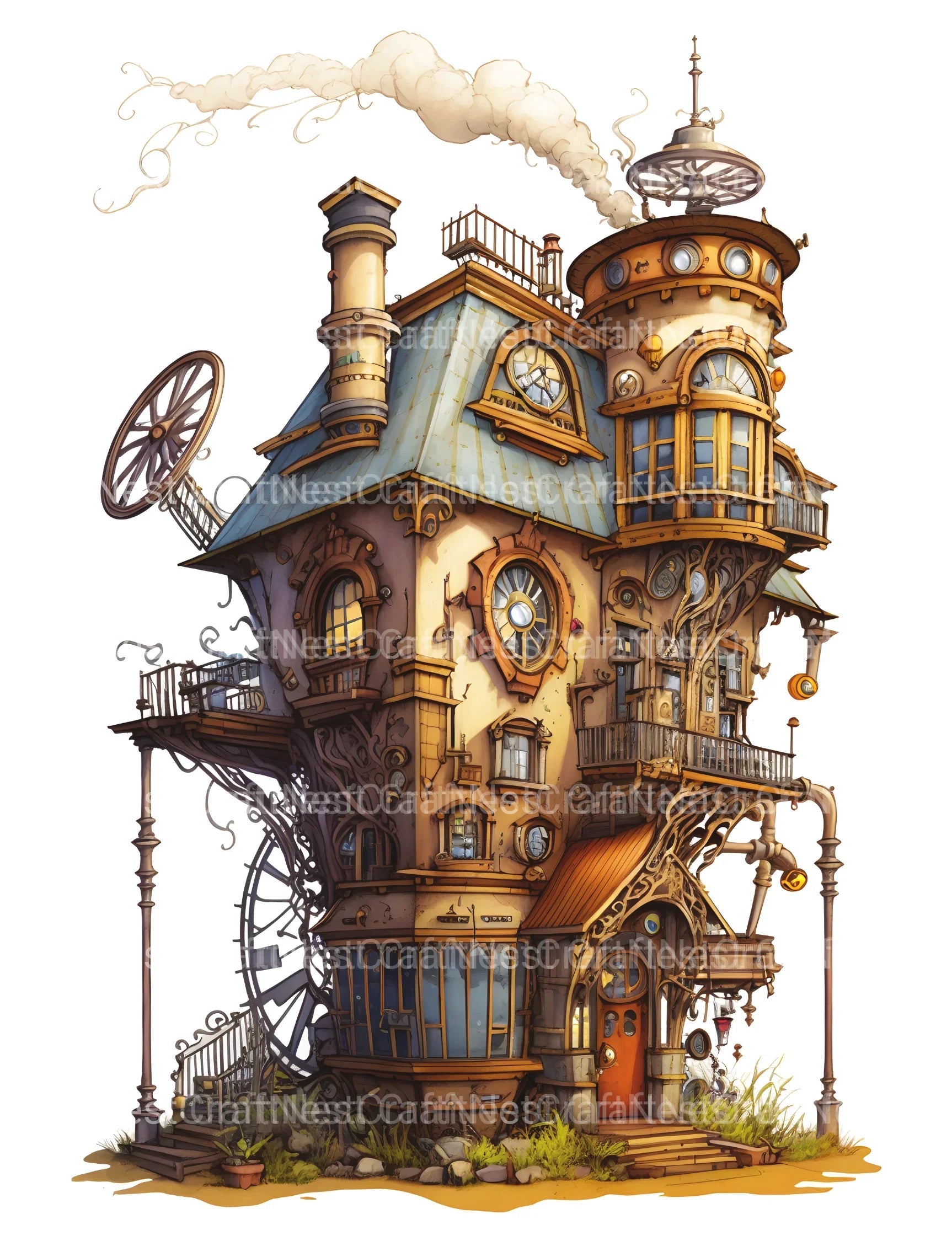 Steampunk Tiny House Coloring Book - CraftNest - Digital Crafting and Art