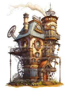 Steampunk Tiny House Coloring Book - CraftNest - Digital Crafting and Art