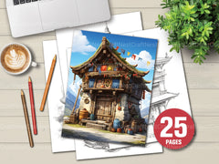 Tibetan Tiny House Coloring Book - CraftNest - Digital Crafting and Art