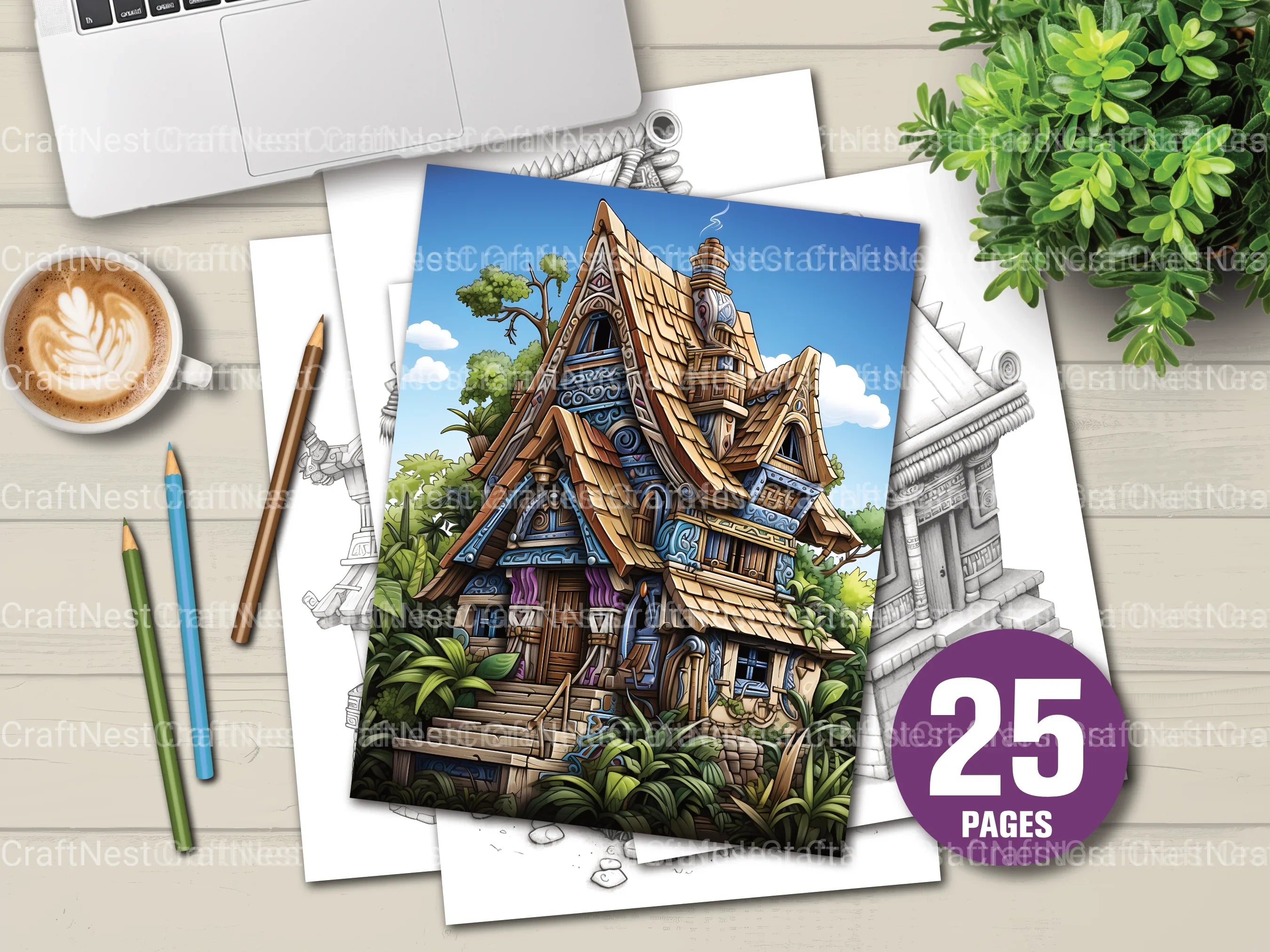 Castle Tiny House Coloring Book - CraftNest - Digital Crafting and Art