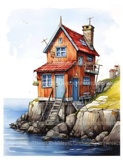 Norwegian Tiny House Coloring Book - CraftNest - Digital Crafting and Art